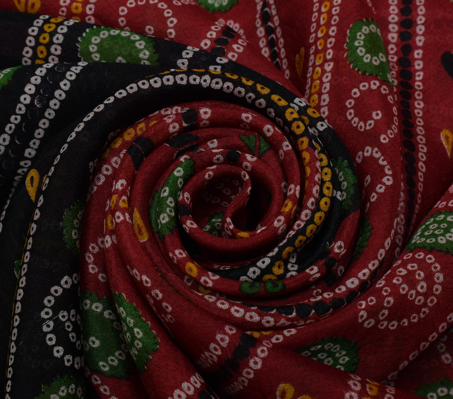 Sushila Vintage Maroon Saree 100% Pure Silk Printed 5 Yard Soft Craft Fabric
