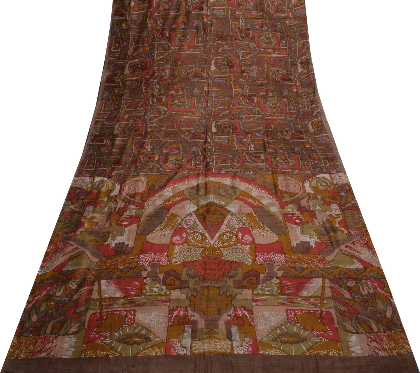 Sushila Vintage Indian Saree 100% Pure Silk Printed 5 Yard Soft Craft Fabric