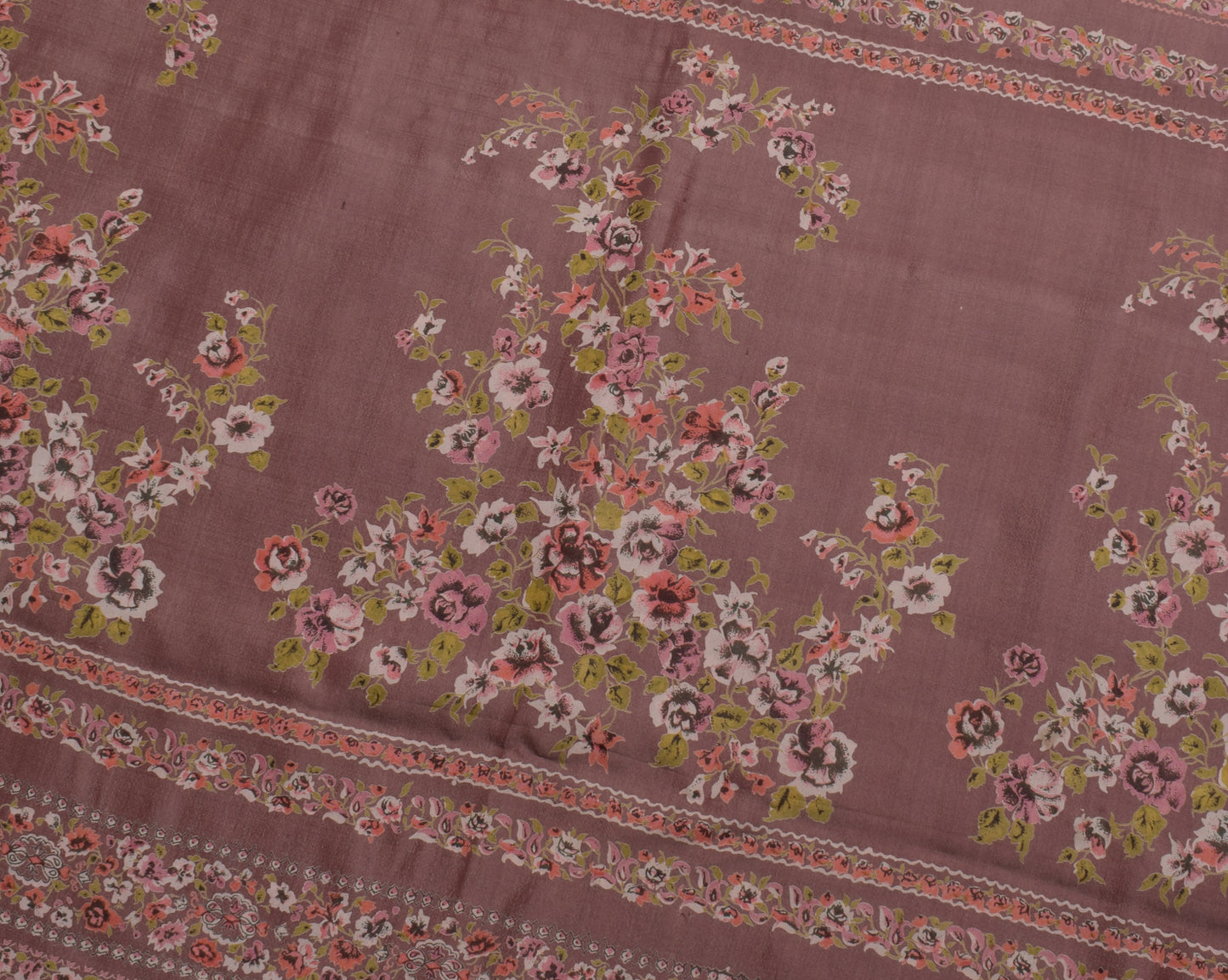 Sushila Vintage Indian Saree 100% Pure Silk Printed Floral Soft Craft Fabric