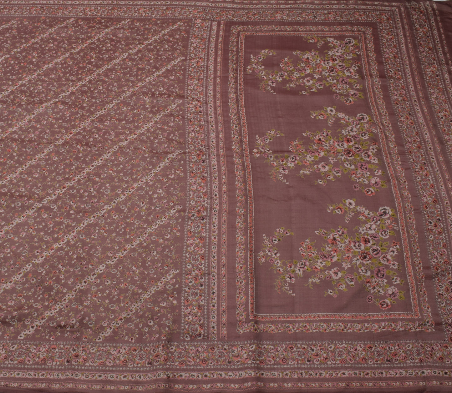 Sushila Vintage Indian Saree 100% Pure Silk Printed Floral Soft Craft Fabric