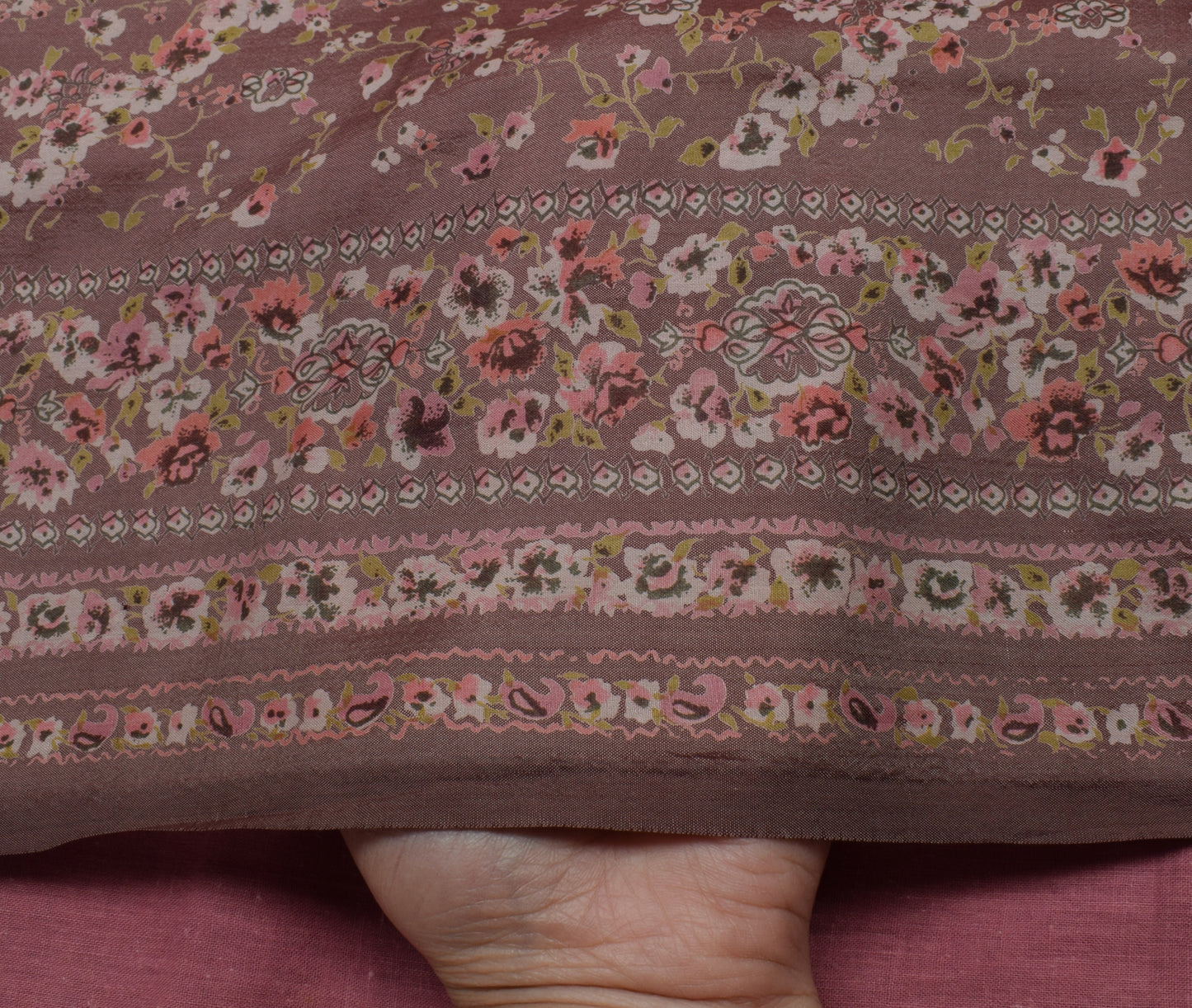 Sushila Vintage Indian Saree 100% Pure Silk Printed Floral Soft Craft Fabric