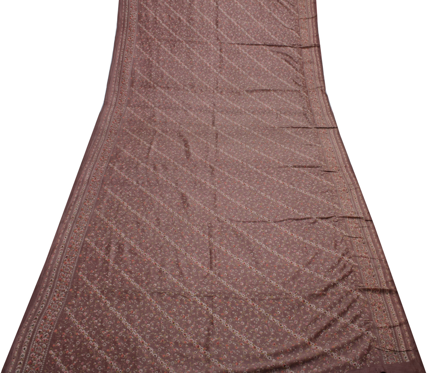 Sushila Vintage Indian Saree 100% Pure Silk Printed Floral Soft Craft Fabric