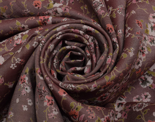 Sushila Vintage Indian Saree 100% Pure Silk Printed Floral Soft Craft Fabric