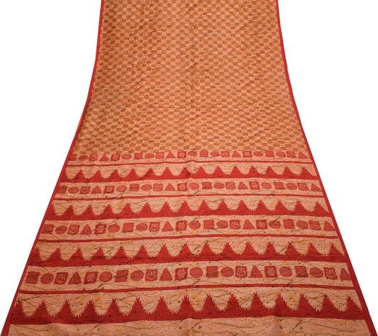 Sushila Vintage Indian Saree 100% Pure Silk Printed 5 Yard Soft Craft Fabric