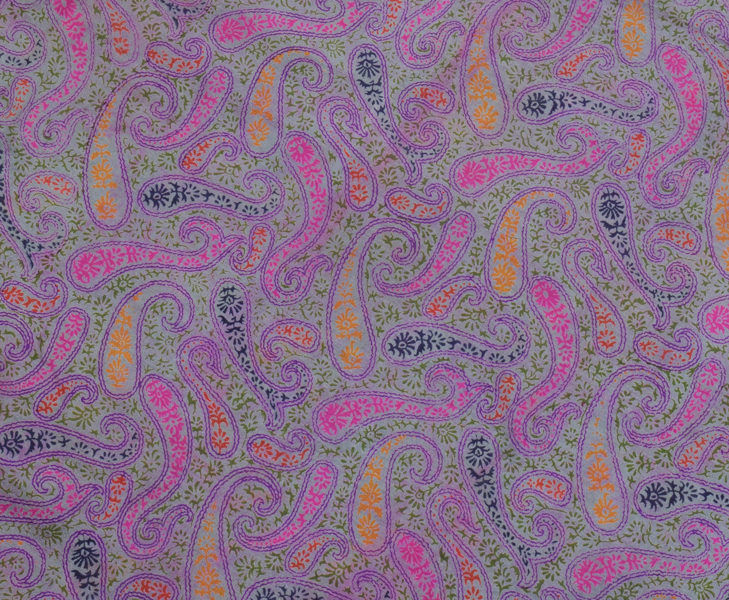 Sushila Vintage Lavender Saree 100% Pure Silk Printed Paisley Soft Craft Fabric