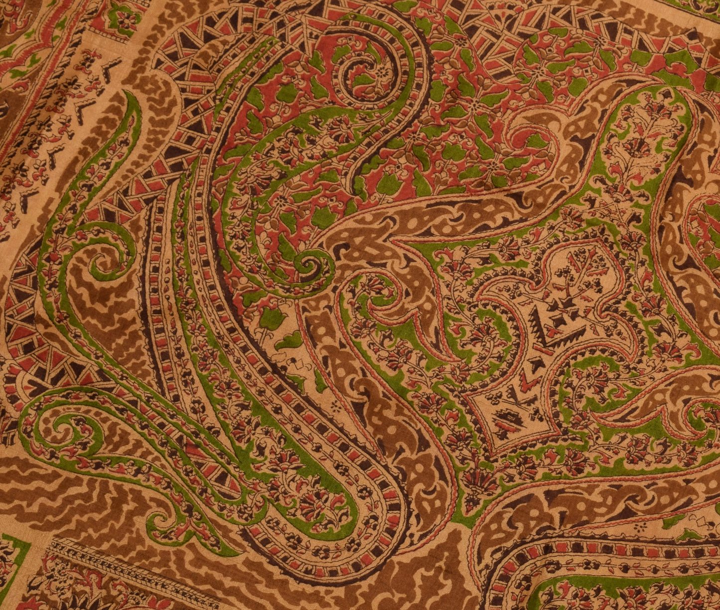 Sushila Vintage Brown Saree 100% Pure Silk Printed Floral Soft Craft Sari Fabric