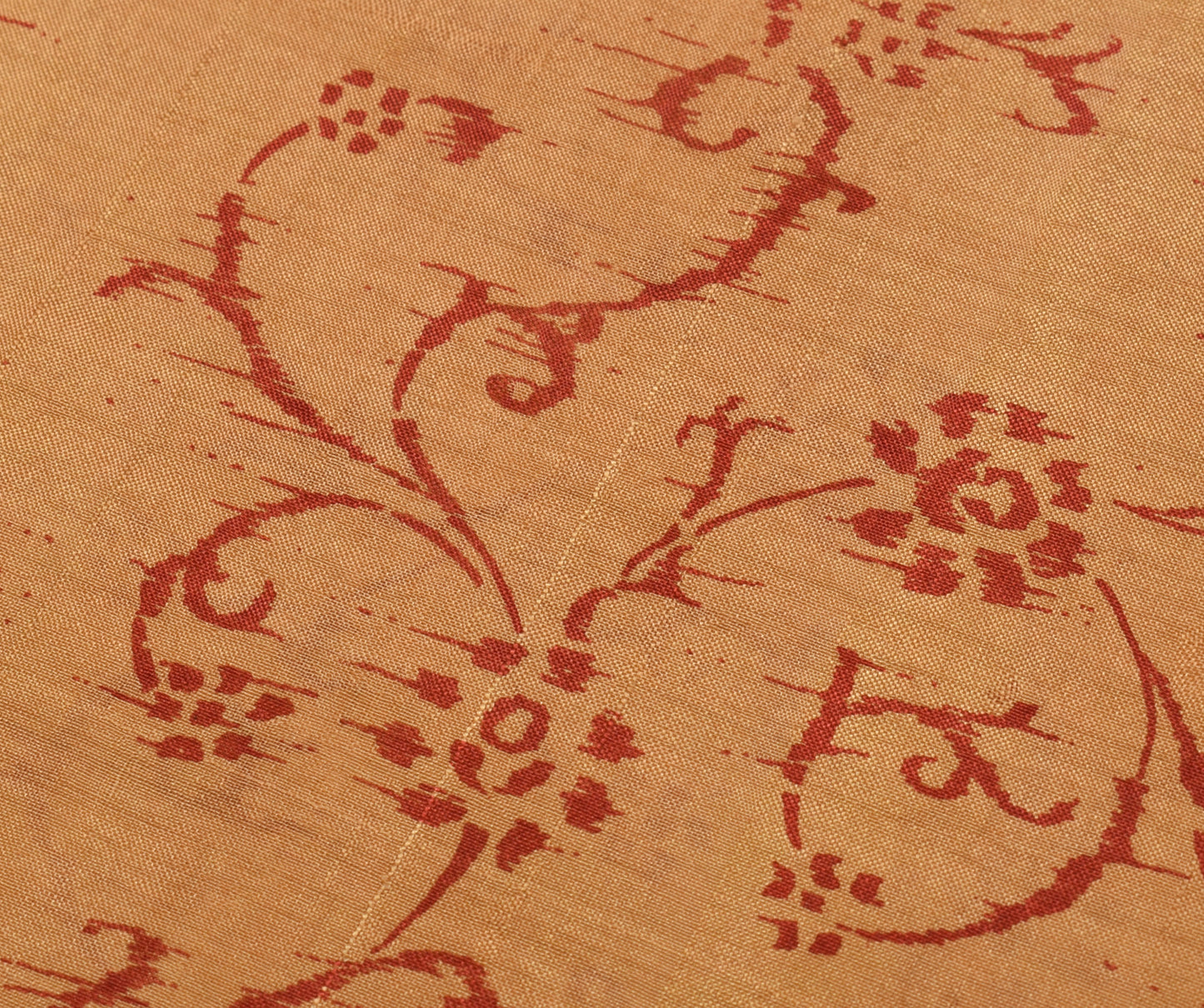 Sushila Vintage Brown Saree 100% Pure Silk Printed Floral Soft Craft Sari Fabric