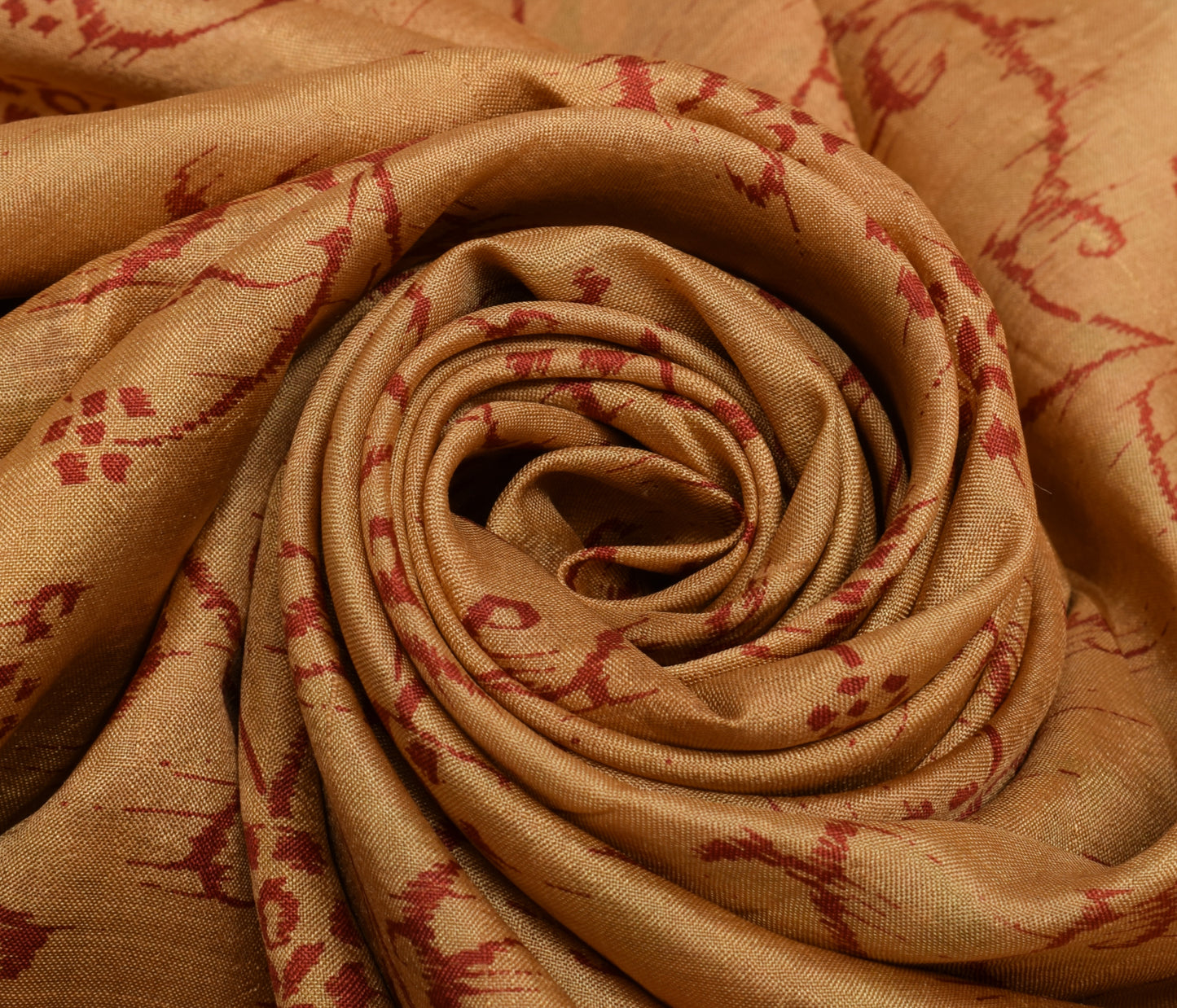 Sushila Vintage Brown Saree 100% Pure Silk Printed Floral Soft Craft Sari Fabric