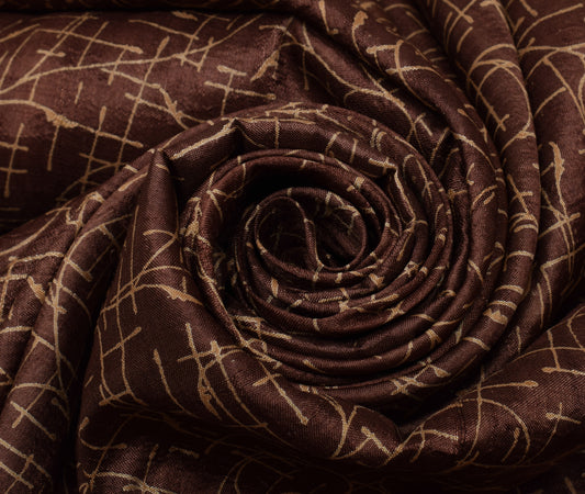 Sushila Vintage Indian Brown Saree 100% Pure Silk Printed Soft Craft Sari Fabric