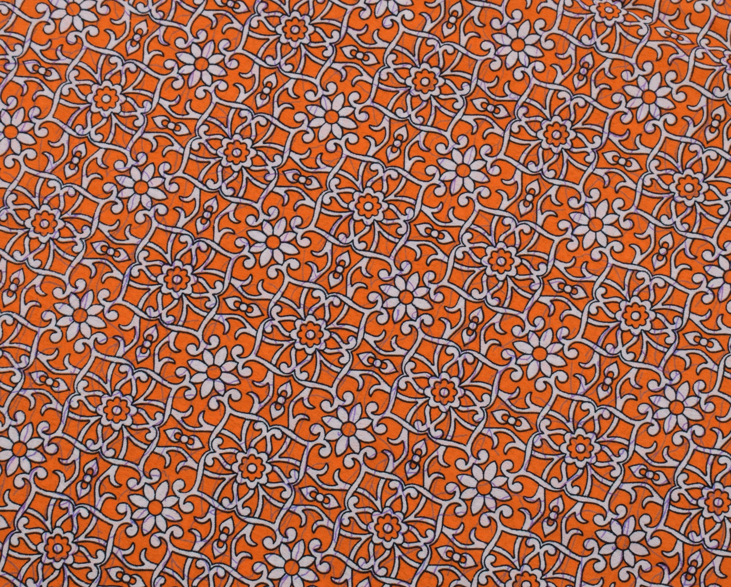 Sushila Vintage Orange Saree Blend Silk Printed Floral Soft Craft Sari Fabric
