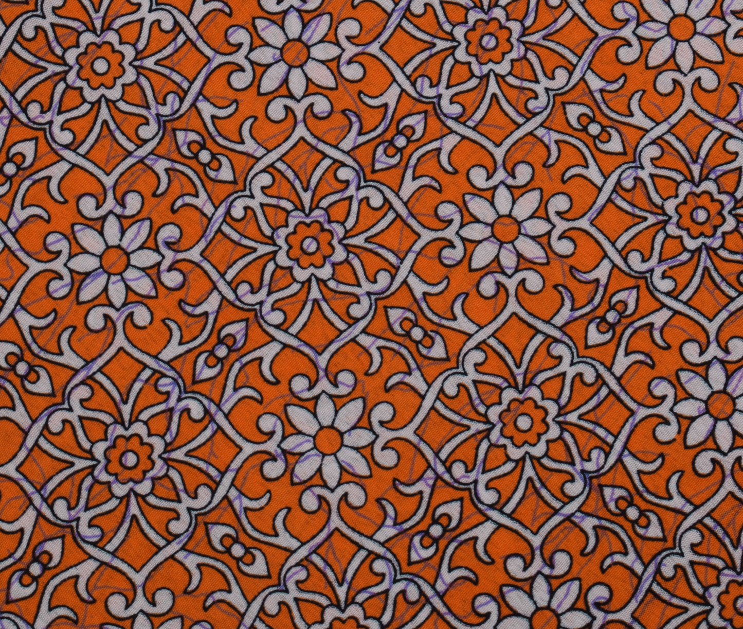 Sushila Vintage Orange Saree Blend Silk Printed Floral Soft Craft Sari Fabric