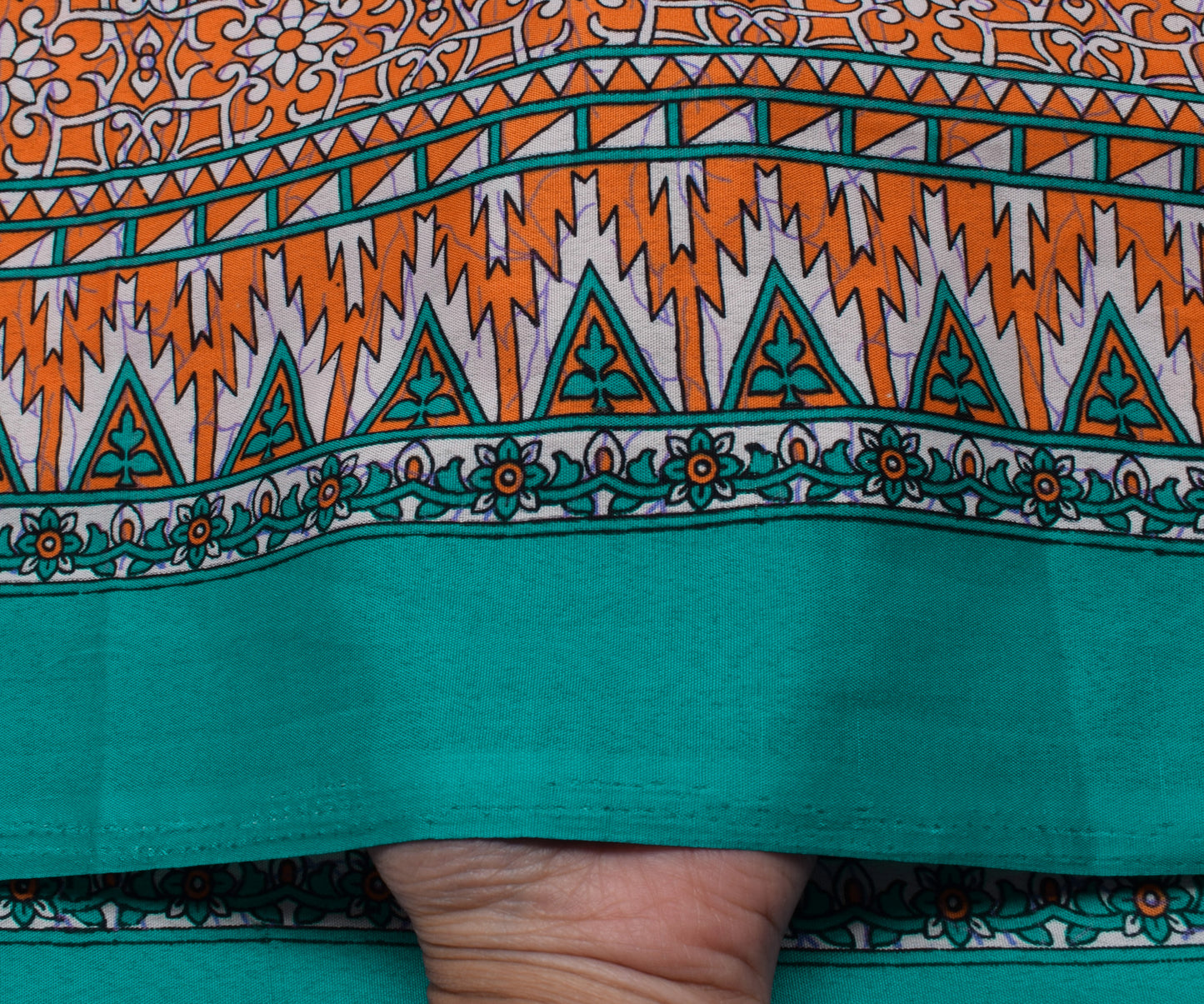 Sushila Vintage Orange Saree Blend Silk Printed Floral Soft Craft Sari Fabric