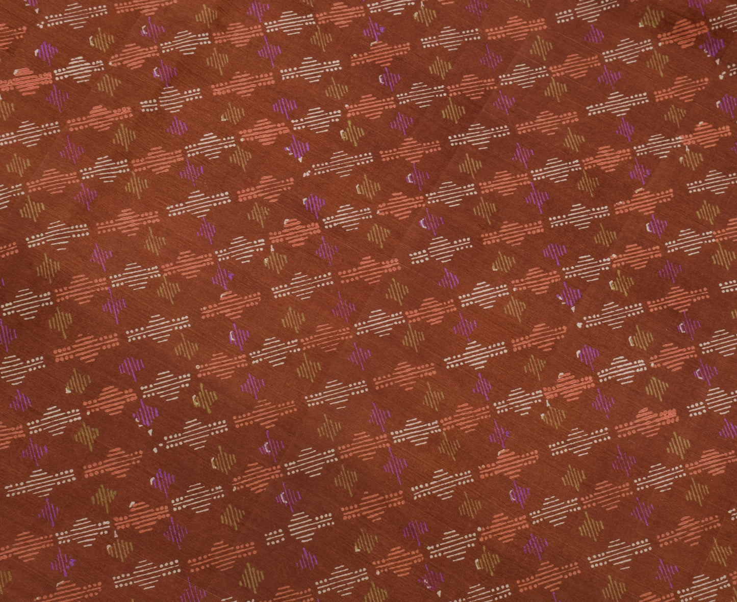 Sushila Vintage Brown Saree 100% Pure Silk Printed Floral Soft Craft Sari Fabric