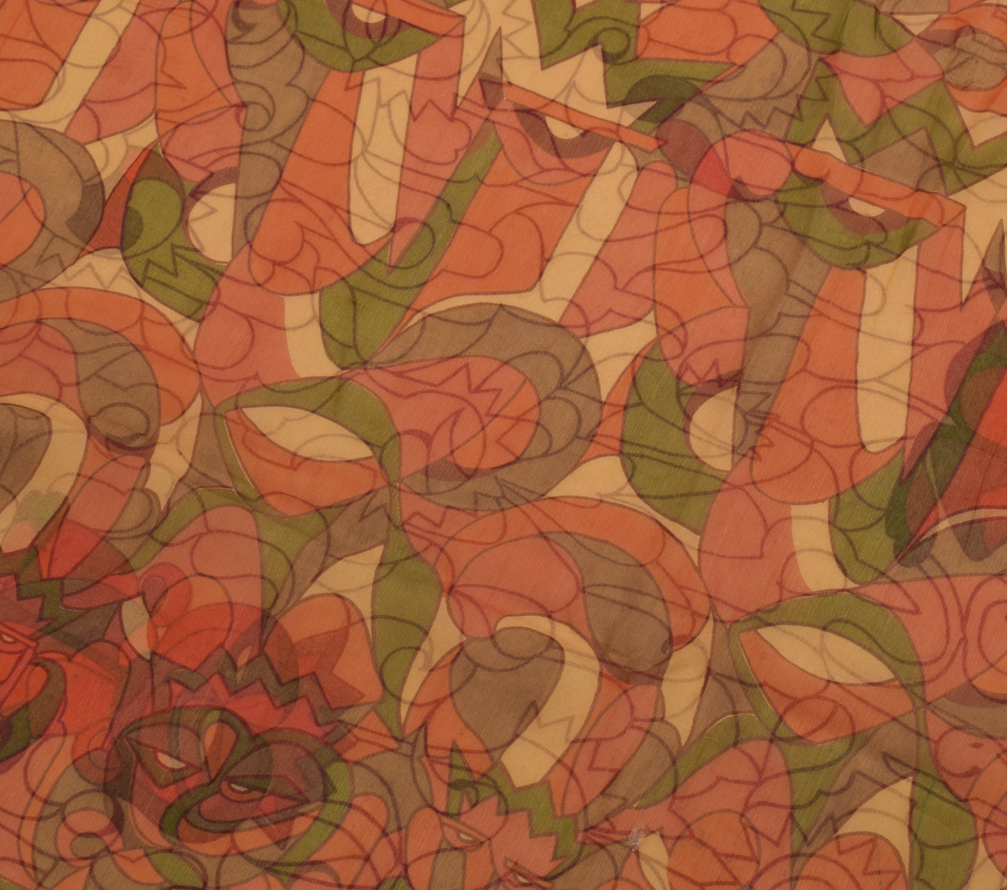 Sushila Vintage Brown Saree Pure Chiffon Silk Printed 5 Yard Soft Sari Fabric