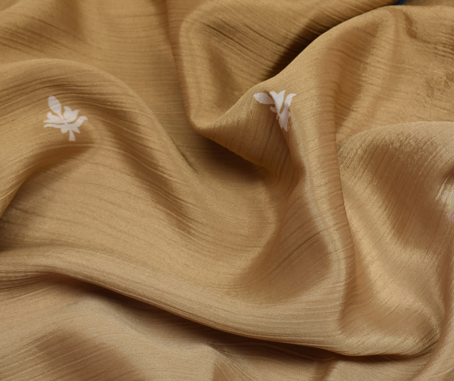 Sushila Vintage Brown Saree Blend Silk Printed Floral 5 Yard Soft Craft Fabric