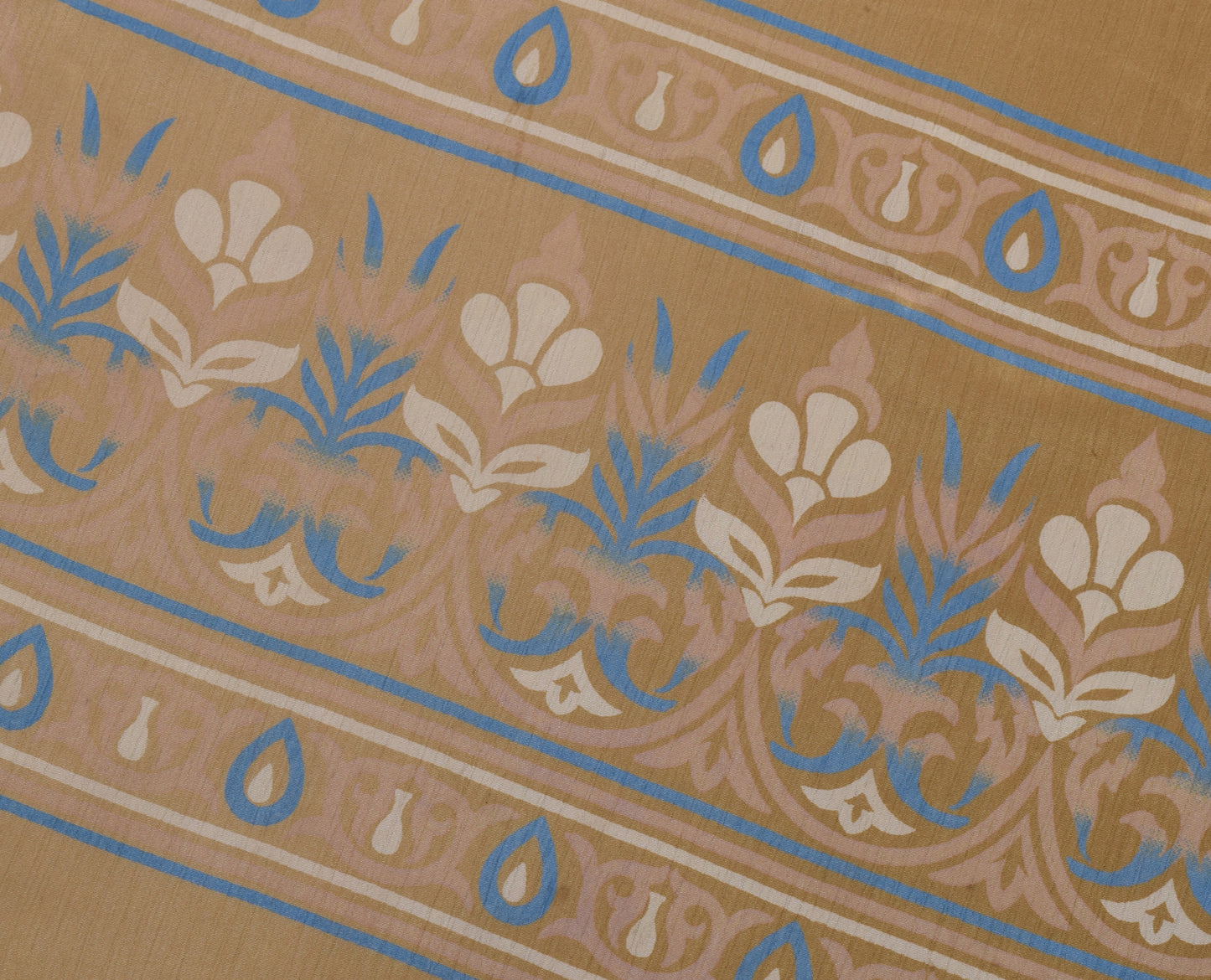 Sushila Vintage Brown Saree Blend Silk Printed Floral 5 Yard Soft Craft Fabric