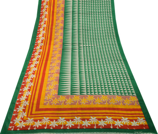 Sushila Vintage Indian Saree Blend Silk Printed 5 Yard Soft Craft Fabric