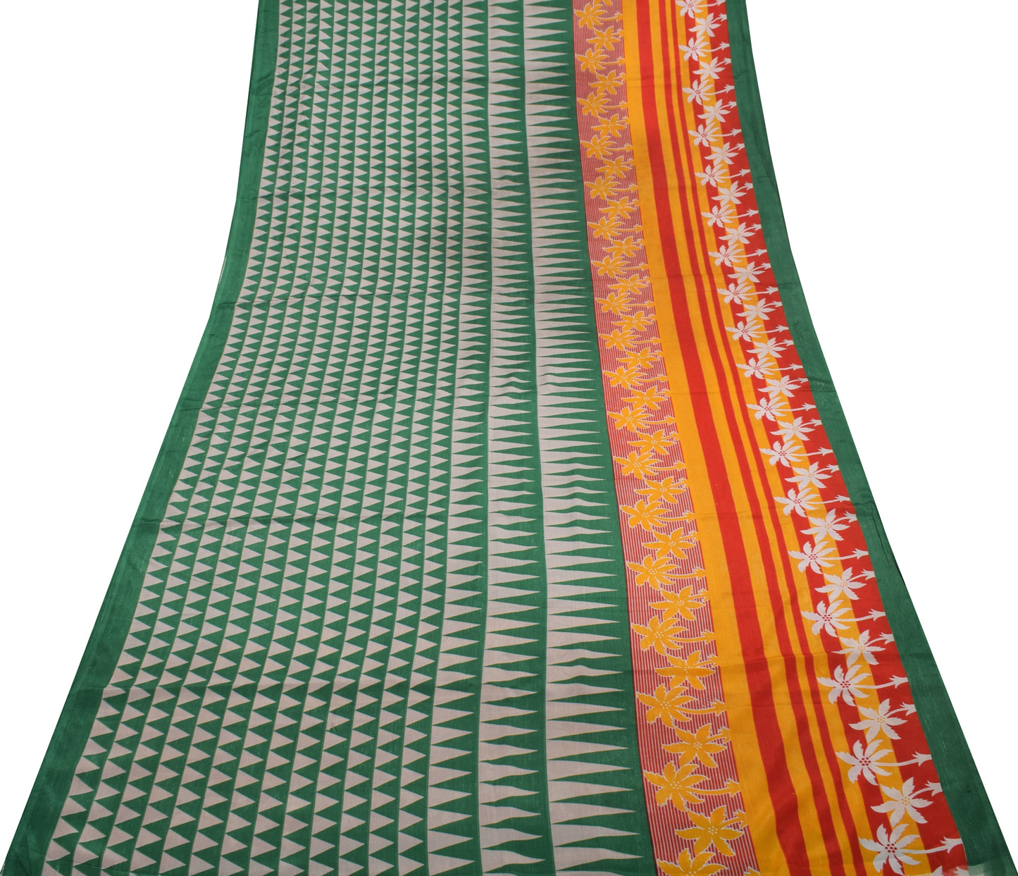 Sushila Vintage Indian Saree Blend Silk Printed 5 Yard Soft Craft Fabric