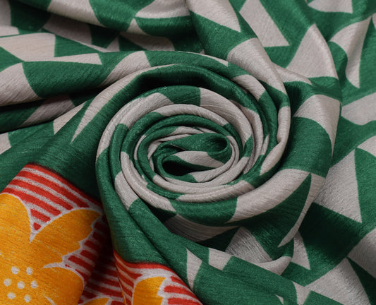 Sushila Vintage Indian Saree Blend Silk Printed 5 Yard Soft Craft Fabric
