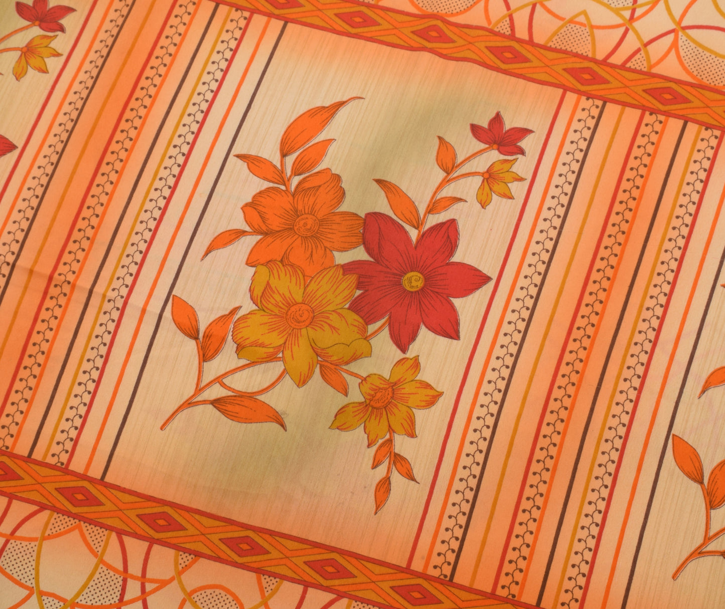 Sushila Vintage Indian Saree Blend Silk Printed Floral Soft Craft 5 Yard Fabric