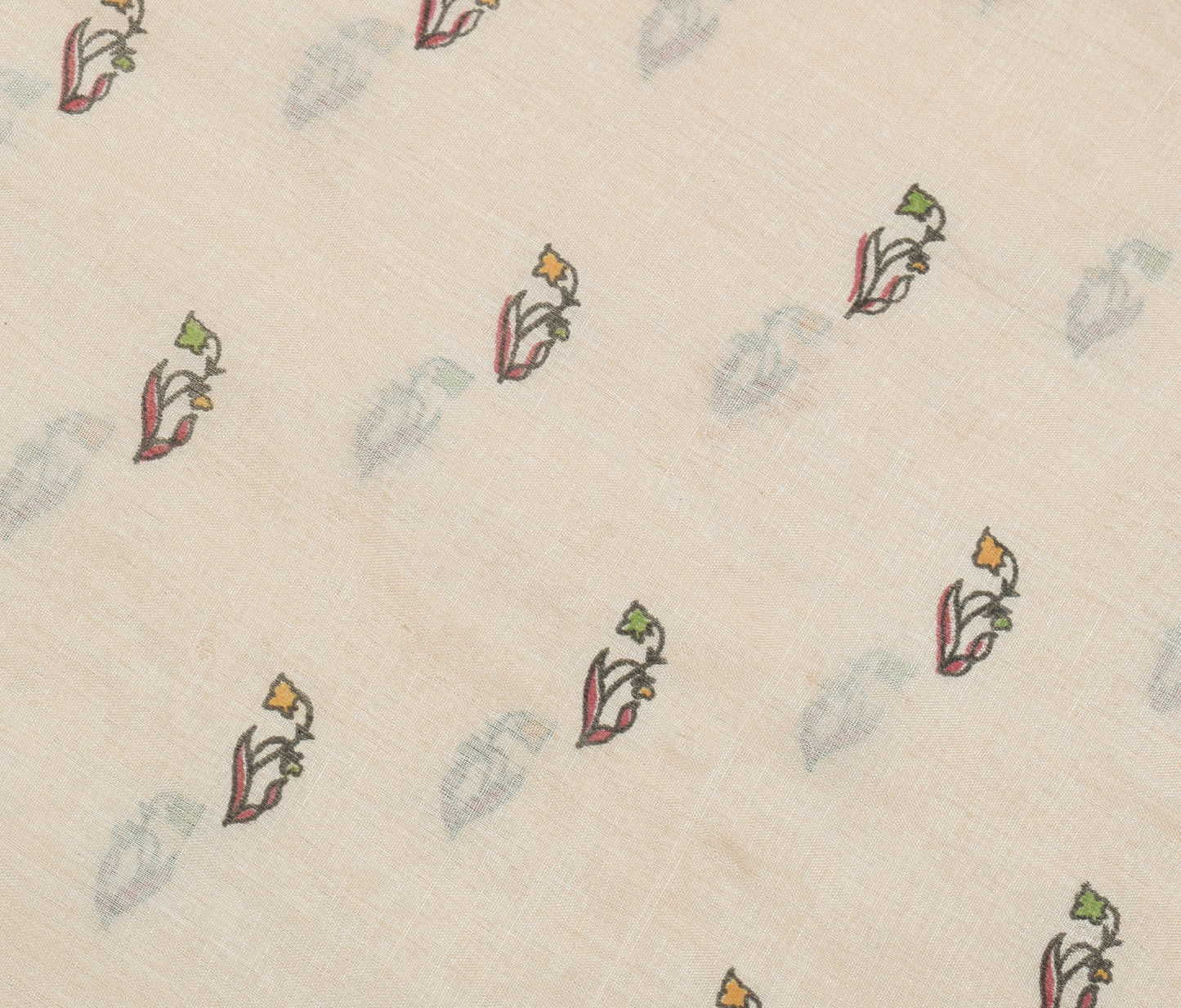 Sushila Vintage Cream Saree 100% Pure Silk Printed Floral 5 YD Soft Craft Fabric