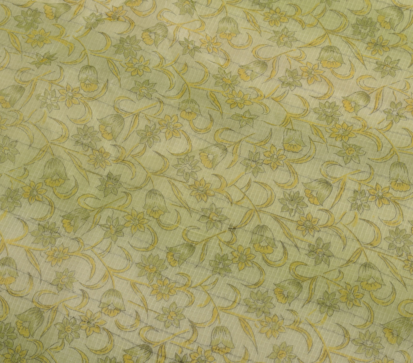Sushila Vintage Green Indian Saree 100% Pure Silk Printed Floral Craft Fabric