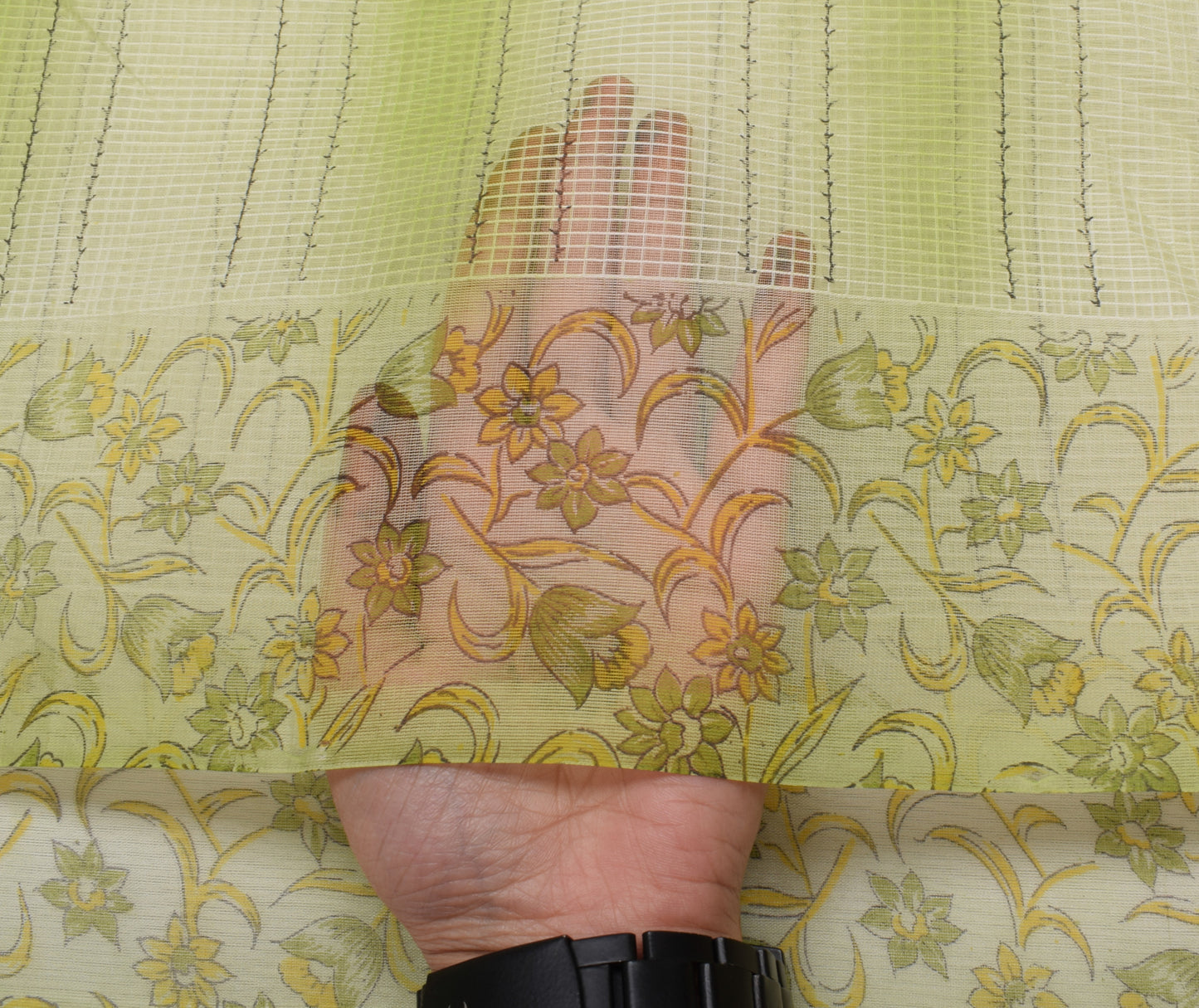 Sushila Vintage Green Indian Saree 100% Pure Silk Printed Floral Craft Fabric