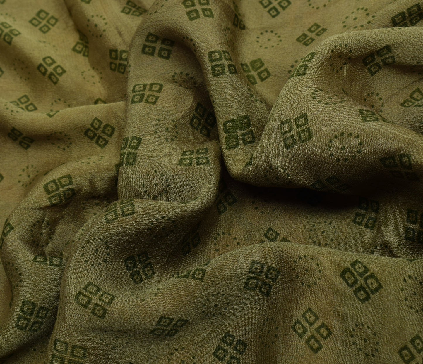 Sushila Vintage Green Saree 100% Pure Silk Bandhani Printed Soft Craft Fabric