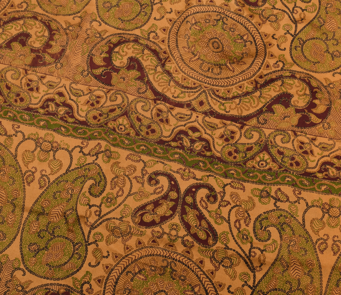 Sushila Vintage Green Saree 100% Pure Silk Bandhani Printed Soft Craft Fabric