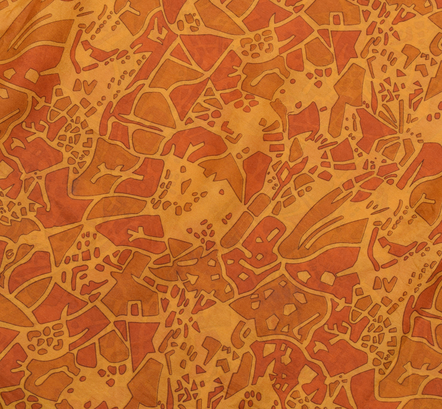 Sushila Vintage Mustard Saree 100% Pure Silk Printed 5 Yard Soft Craft Fabric