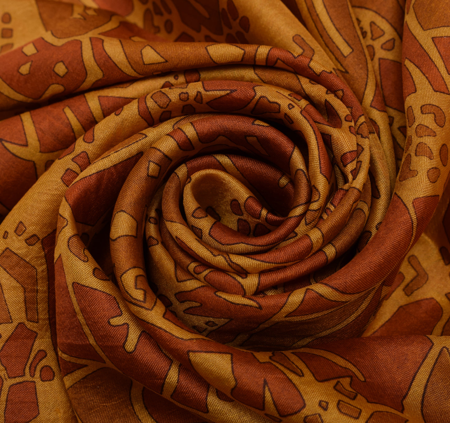 Sushila Vintage Mustard Saree 100% Pure Silk Printed 5 Yard Soft Craft Fabric