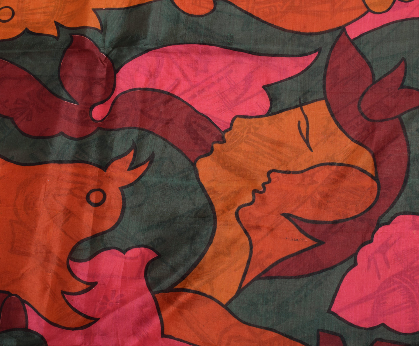 Sushila Vintage Peach Indian Saree 100% Pure Silk Printed Soft Craft Fabric