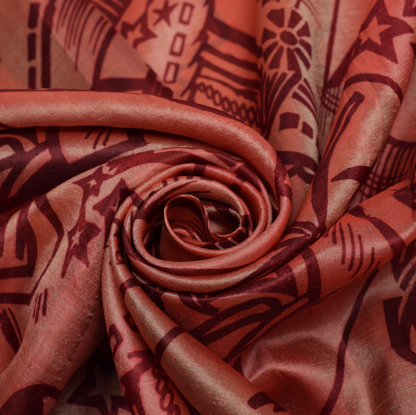 Sushila Vintage Peach Indian Saree 100% Pure Silk Printed Soft Craft Fabric