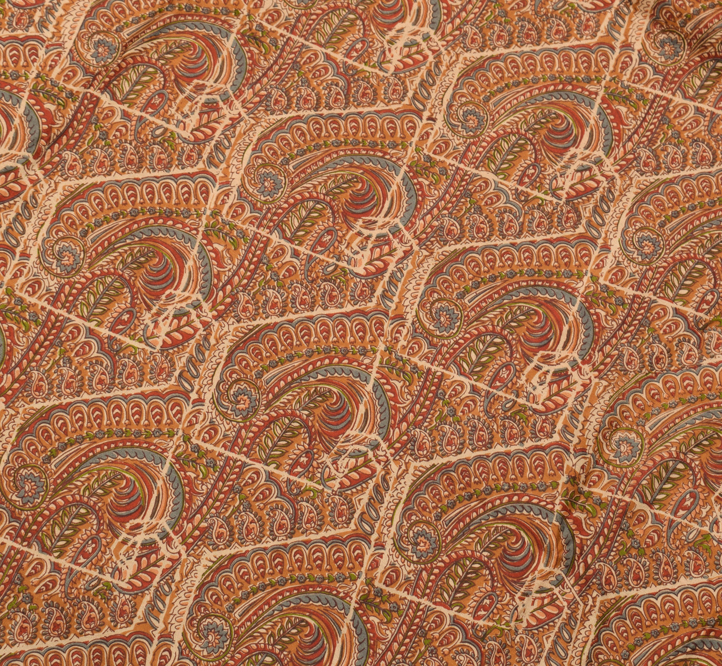 Sushila Vintage Brown Saree 100%Pure Silk Printed Paisley 5 YD Soft Craft Fabric