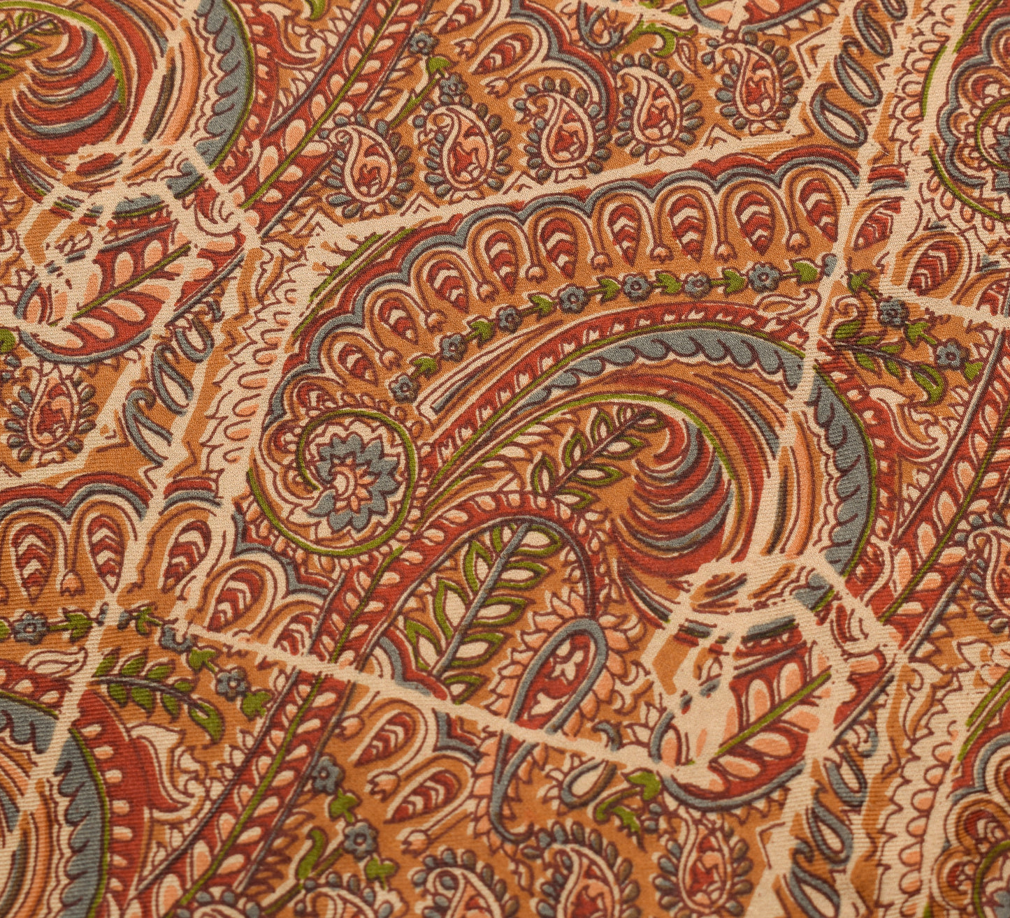 Sushila Vintage Brown Saree 100%Pure Silk Printed Paisley 5 YD Soft Craft Fabric