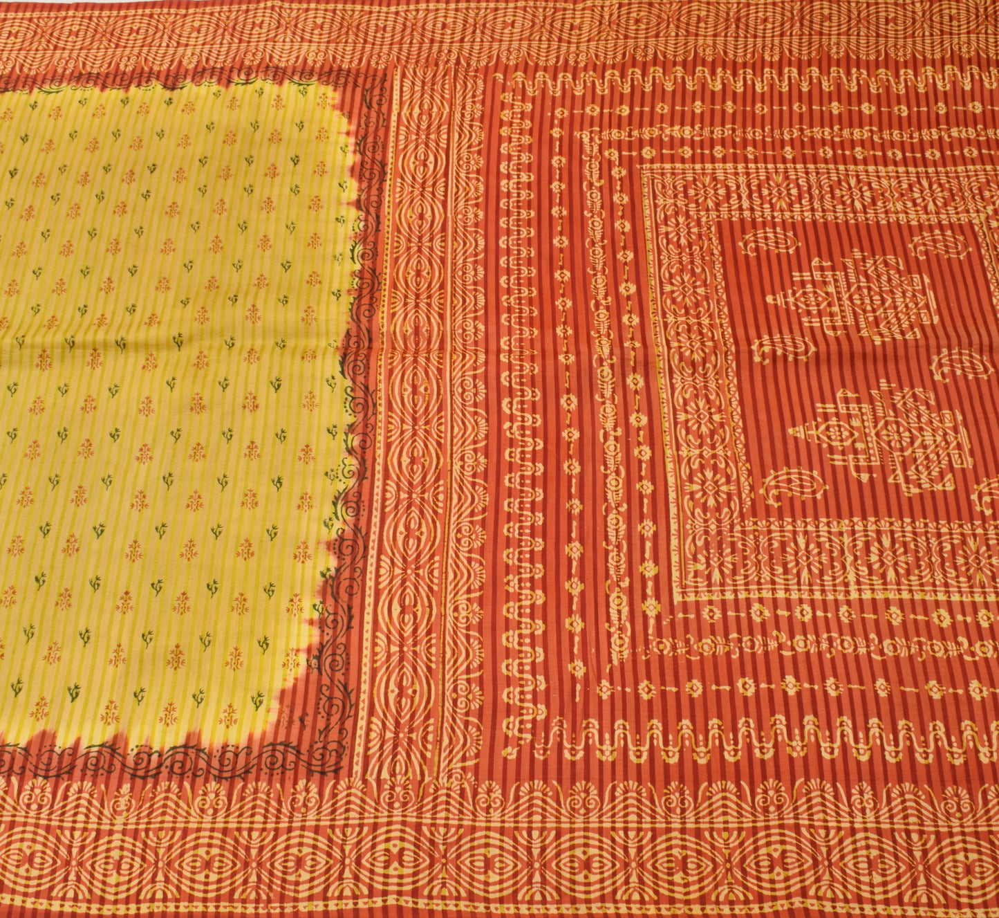 Sushila Vintage Green Indian Saree 100% Pure Silk Printed Floral Craft Fabric