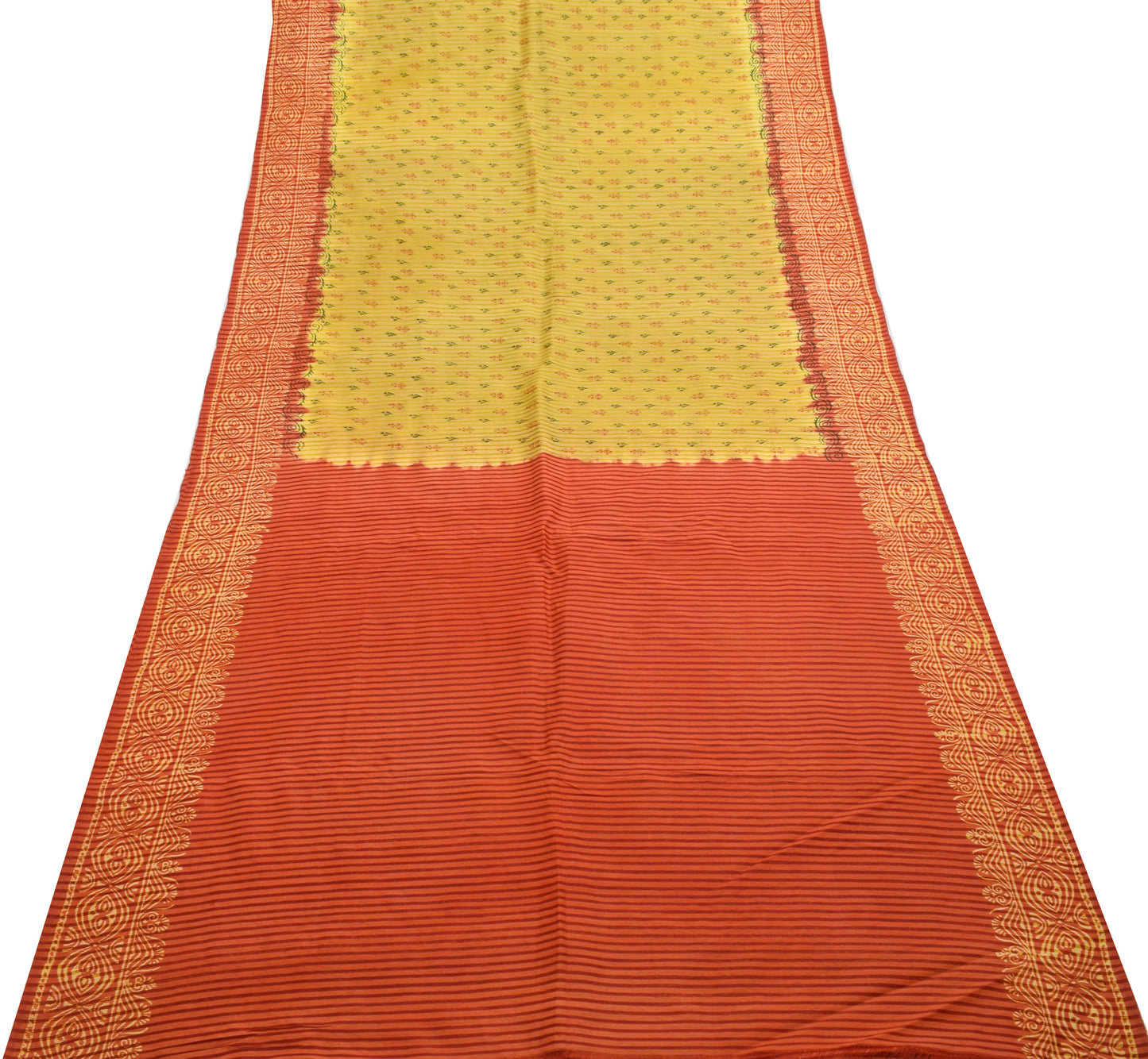 Sushila Vintage Green Indian Saree 100% Pure Silk Printed Floral Craft Fabric
