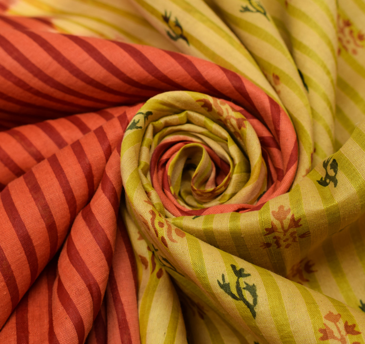 Sushila Vintage Green Indian Saree 100% Pure Silk Printed Floral Craft Fabric