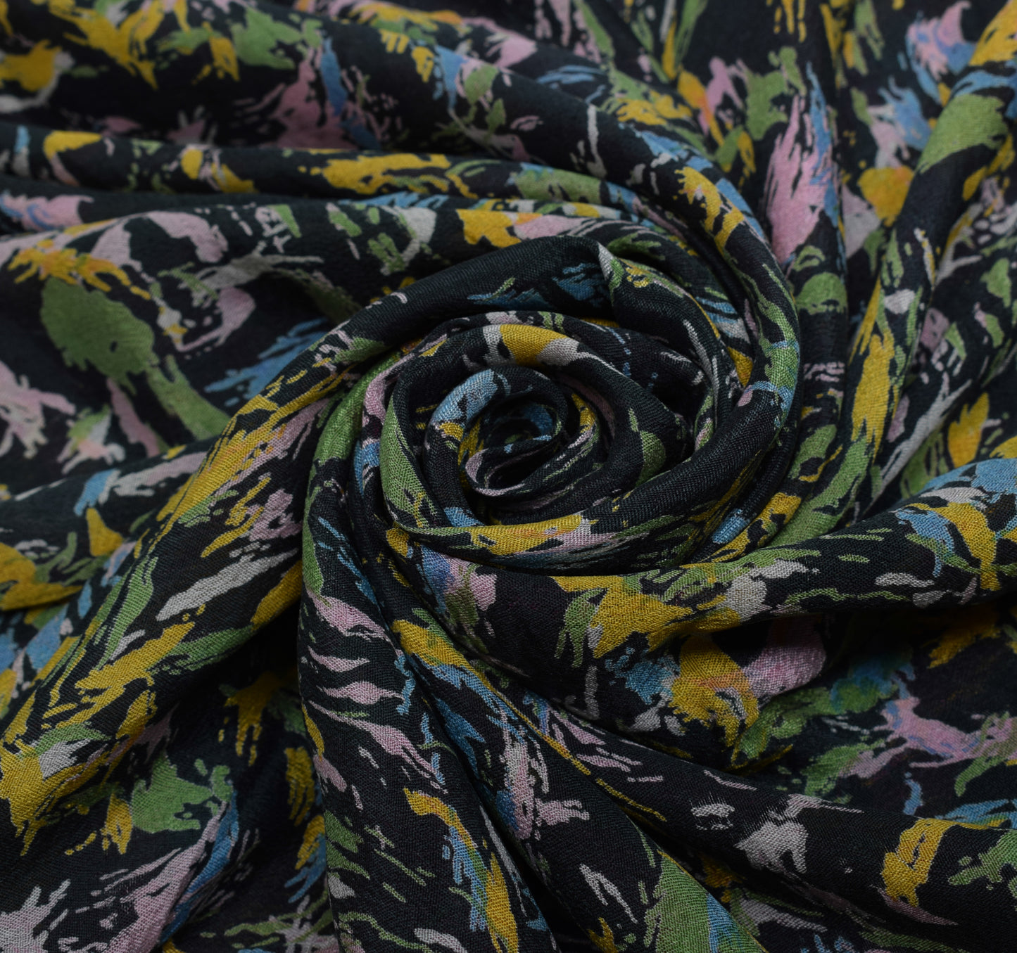 Sushila Vintage Black Indian Saree 100% Pure Silk Printed 5 YD Soft Craft Fabric
