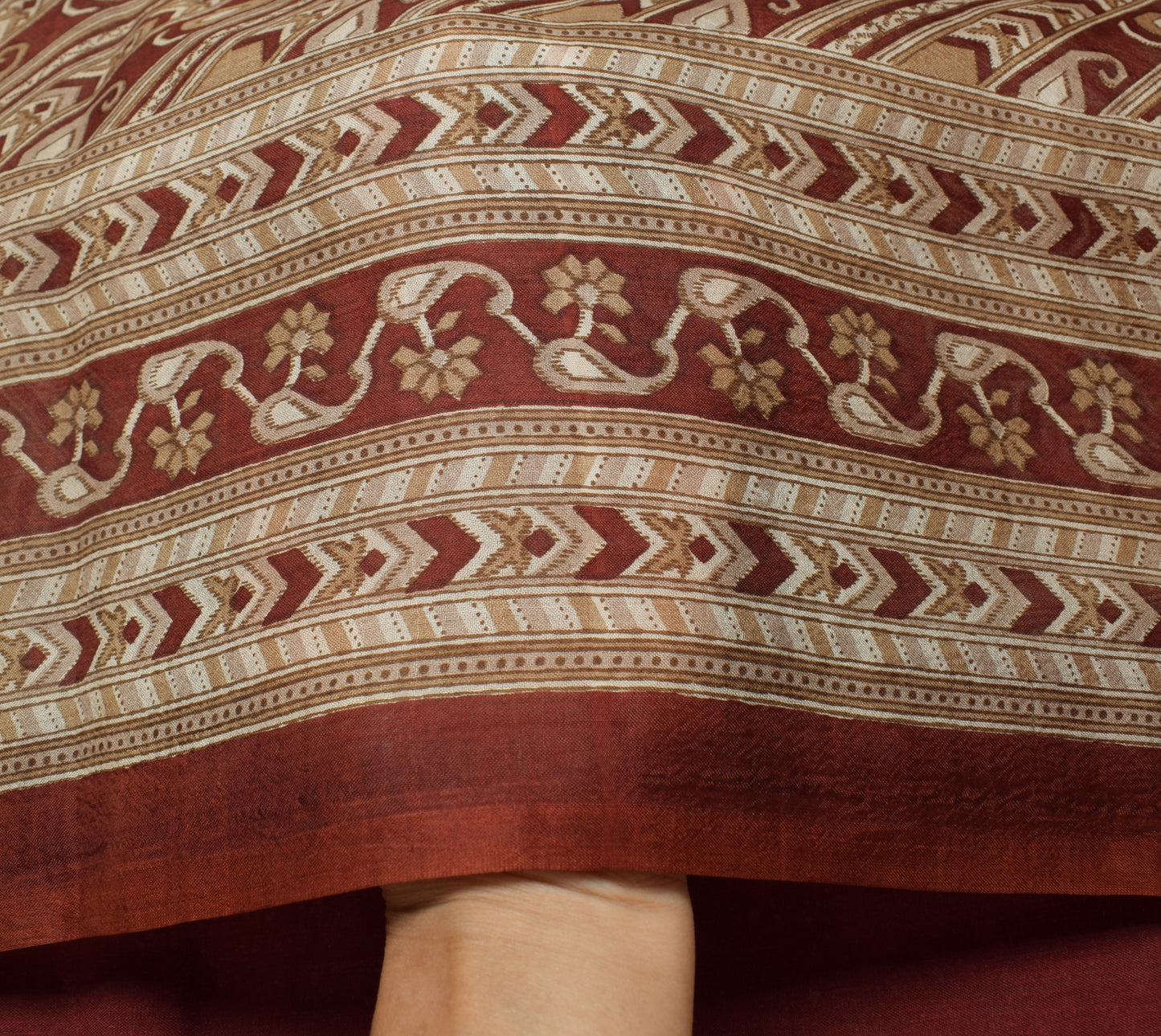Sushila Vintage Indian Saree 100% Pure Silk Printed Pailsey Soft Craft Fabric