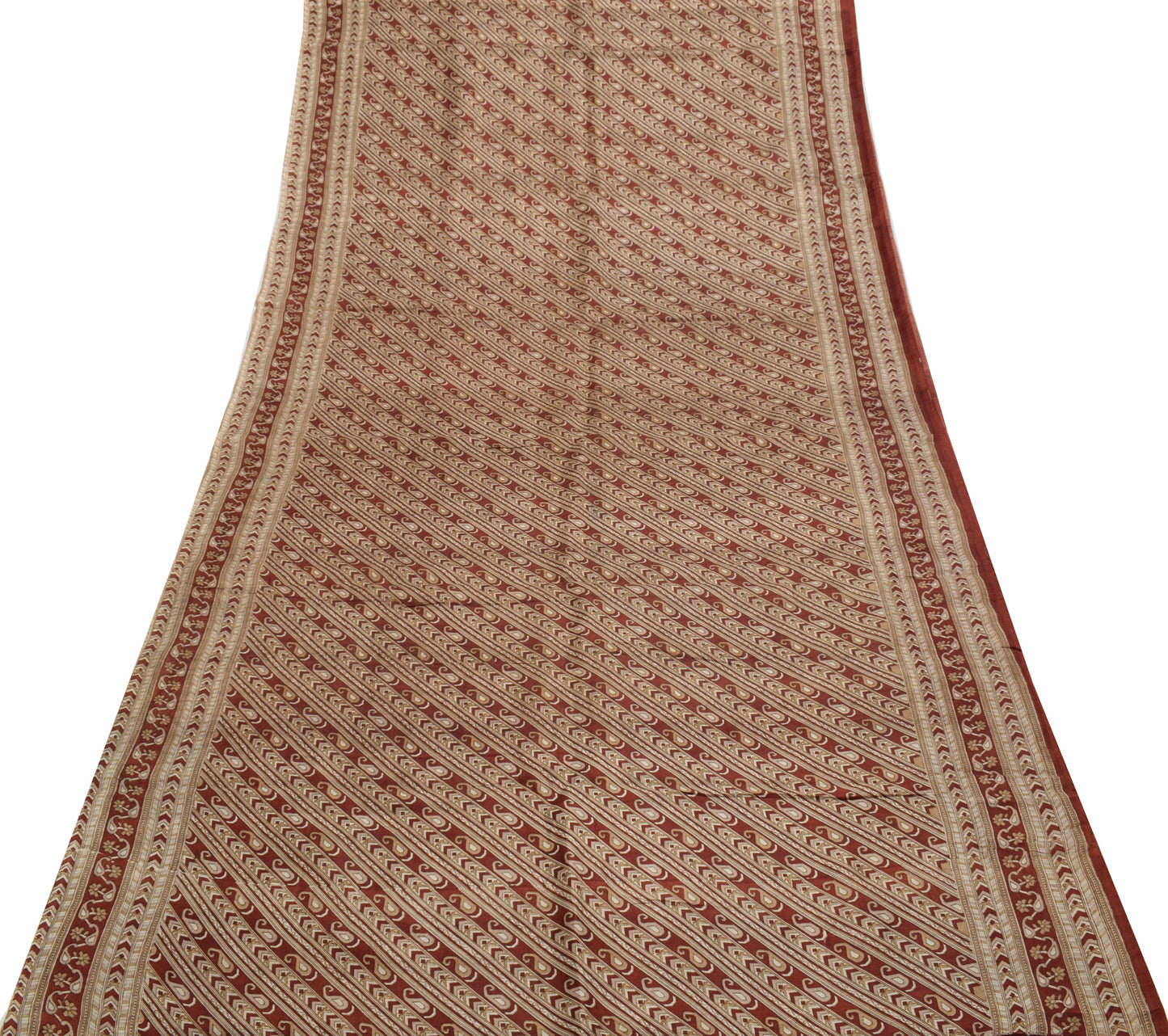 Sushila Vintage Indian Saree 100% Pure Silk Printed Pailsey Soft Craft Fabric