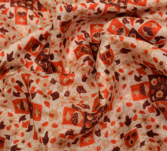 Sushila Vintage Indian Saree 100% Pure Silk Printed Floral Soft Craft Fabric