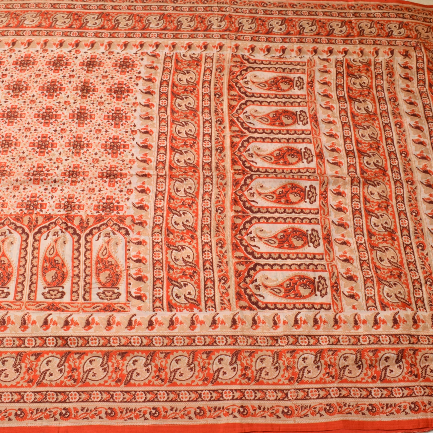 Sushila Vintage Indian Saree 100% Pure Silk Printed Floral Soft Craft Fabric