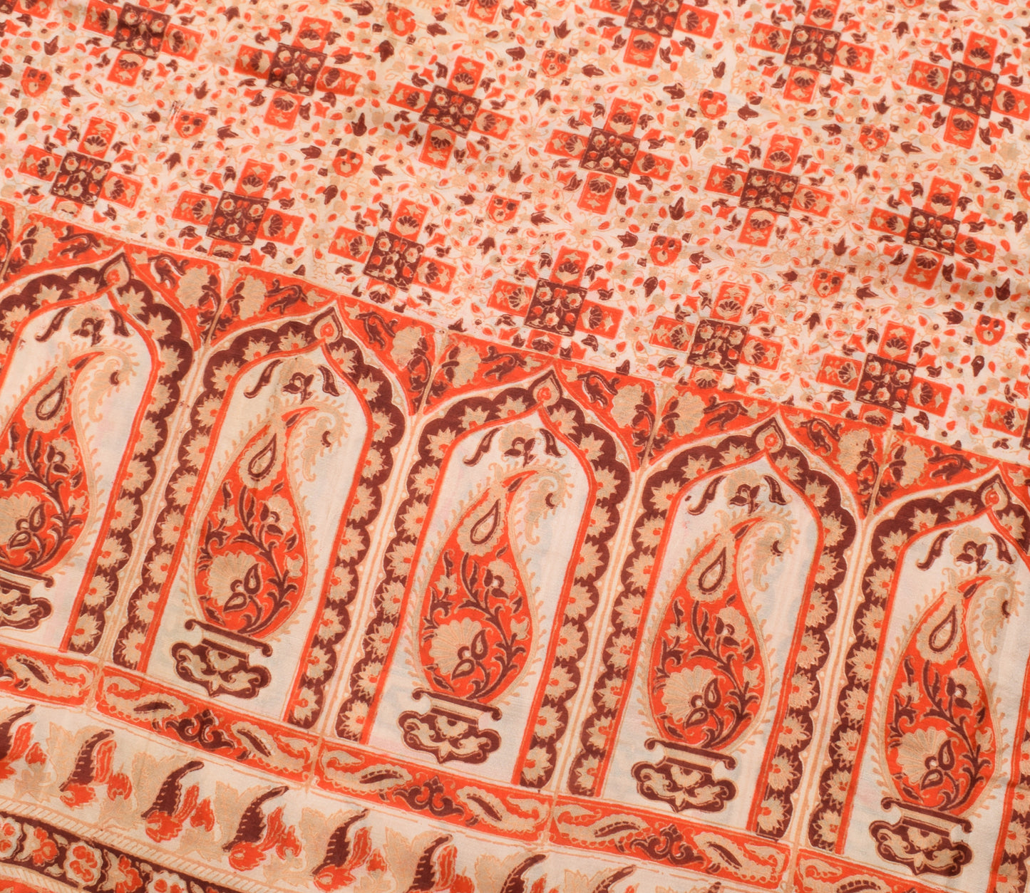 Sushila Vintage Indian Saree 100% Pure Silk Printed Floral Soft Craft Fabric