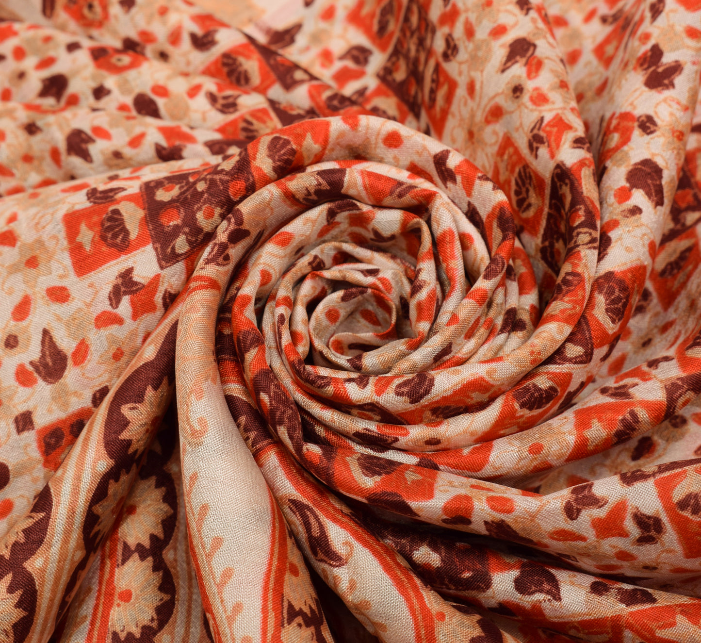 Sushila Vintage Indian Saree 100% Pure Silk Printed Floral Soft Craft Fabric