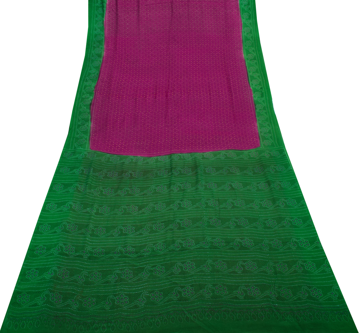 Sushila Vintage Dark Magenta Saree 100% Pure Silk Printed 5 YD Soft Craft Fabric