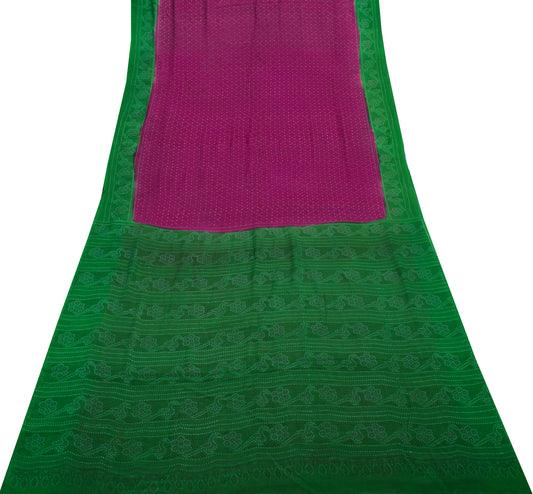 Sushila Vintage Dark Magenta Saree 100% Pure Silk Printed 5 YD Soft Craft Fabric