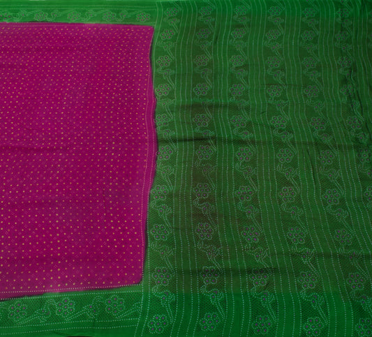 Sushila Vintage Dark Magenta Saree 100% Pure Silk Printed 5 YD Soft Craft Fabric