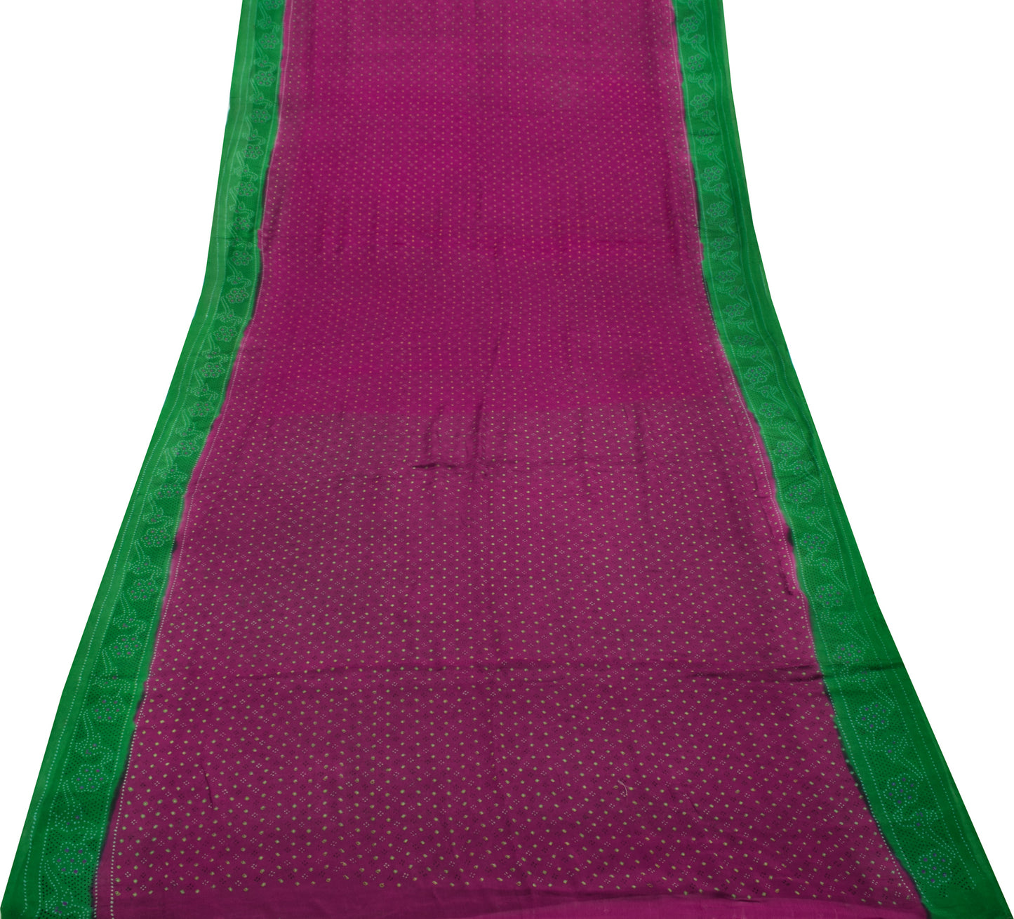 Sushila Vintage Dark Magenta Saree 100% Pure Silk Printed 5 YD Soft Craft Fabric