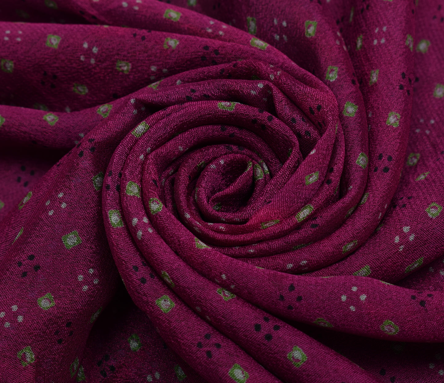 Sushila Vintage Dark Magenta Saree 100% Pure Silk Printed 5 YD Soft Craft Fabric